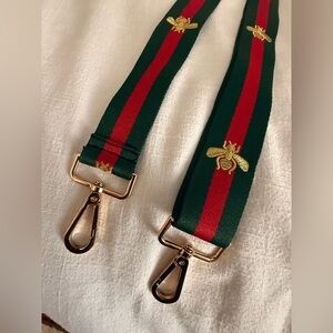 Designer Inspired Crossbody Strap with Gold Bee Embroidery